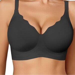 Avidlove bra seamless xxxl black push up removable padded cups NEW scallop